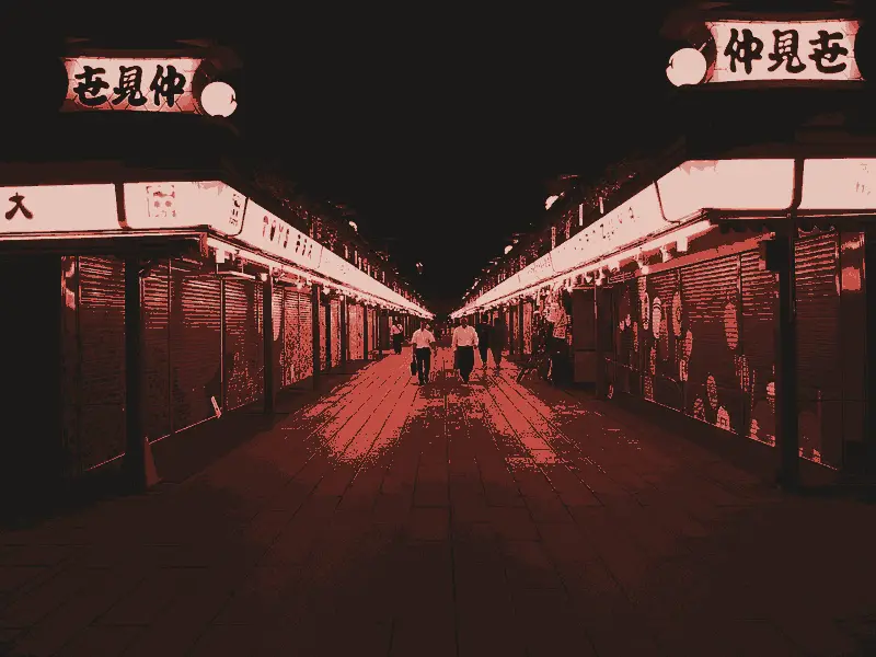 Kaminarimon Bon Odori lanterns, printed in two inks