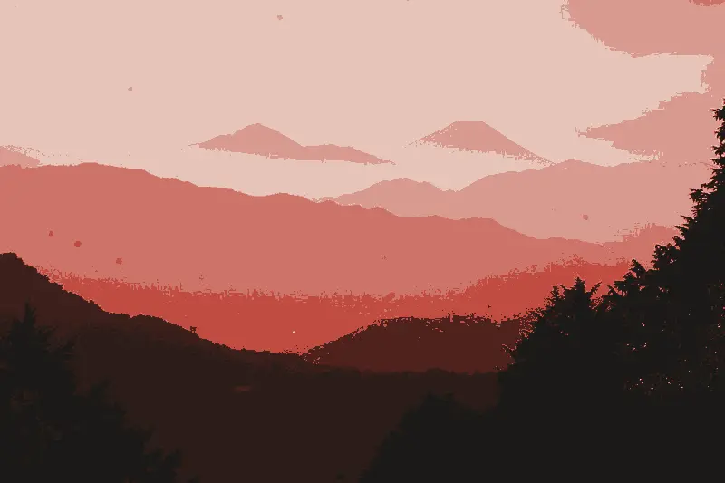 The beer garden at the top of the cable car, printed in two inks