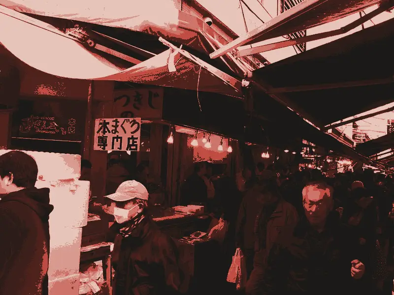 Tsukiji outer market, printed in two inks